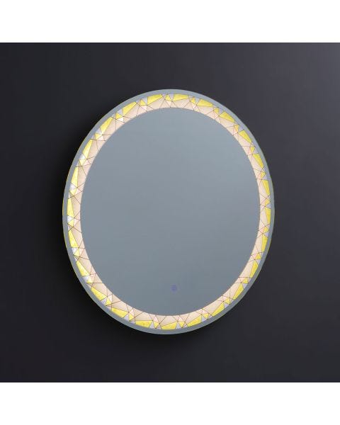 Specchio rotondo con decorazione colorata e illuminata a led