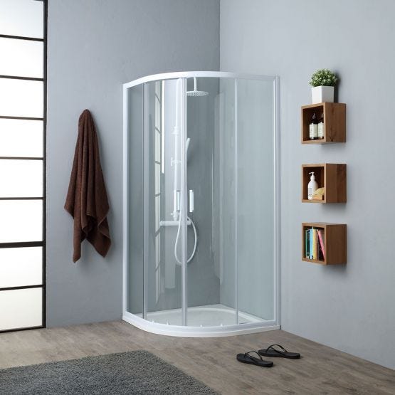 Venere-Dusche mit weißen Rahmen und 4mm Sicherheitsglas