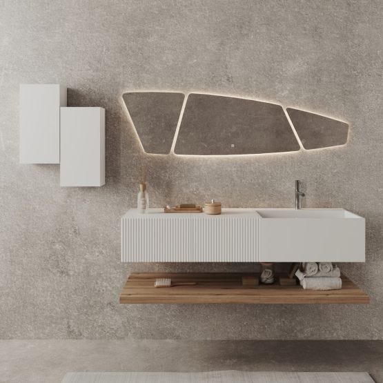 150 cm wandmontierter Badezimmerschrank mit LED-Spiegel
