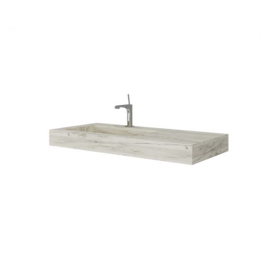 Top con lavandino bagno integrato in hpl rovere ghiaccio 100cm