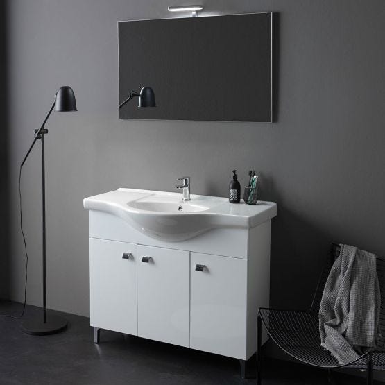 Mobile bagno a terra 105cm bianco lucido