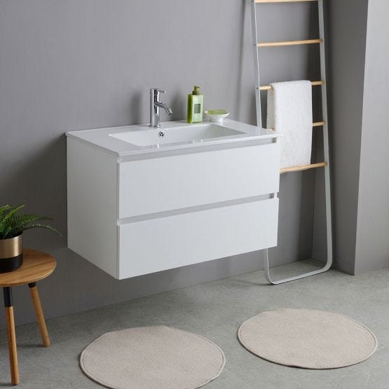 Hängeschrank für Badezimmer 80cm 2 Schubladen weiß 