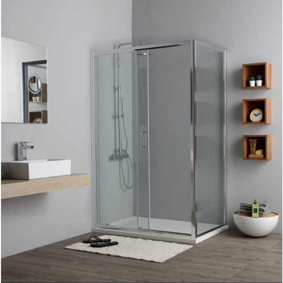Duschkabine 150x80 mit fester Seite