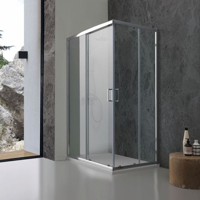 ECKDUSCHE MIT VOLLRAHMEN IN PROFILFARBE CHROM 80X100 CM | GIADA