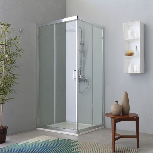 RECHTECKIGE DUSCHKABINE 80X120X195 CM MIT GLEITTÜREN UND EINSCHEIBEN-SICHERHEITSGLAS | FLY