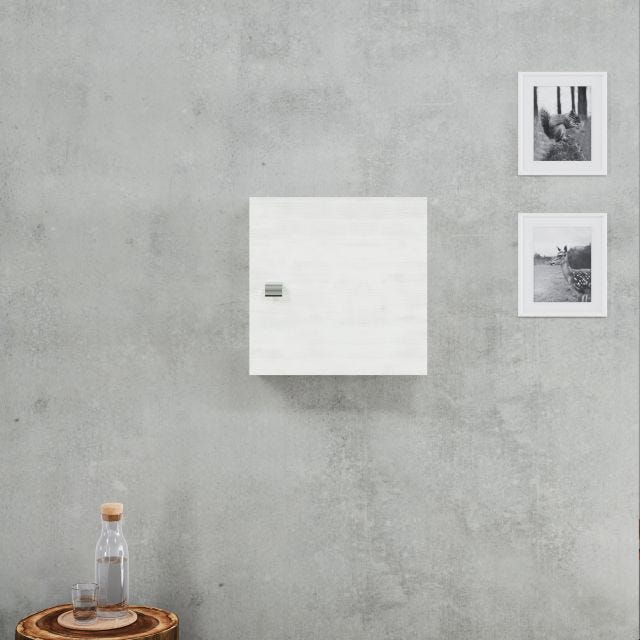WÜRFEL-HÄNGESCHRANK 45CM MIT TÜR UND ABLAGE EICHE WEISS | FACILE