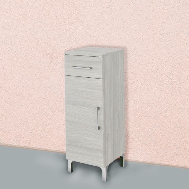 30CM BADEZIMMERSCHRANK, TÜR UND SCHUBLADE HOLZ GRAU | RIMINI